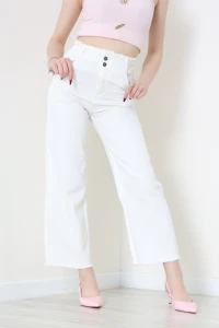 Bel Paça Püsküllü Kot Pantolon Beyaz - 405108.2141.