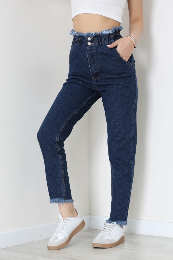 Bel Paça Püskül Büzgülü Mom Jean Mavi - 405204.2141.