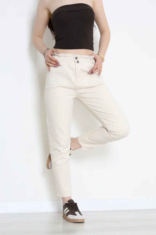 Bel Lastikli Mom Jean Krem - 405353.2141.