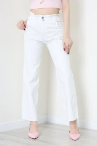 Bel Lastikli Palazzo Kot Pantolon Beyaz - 405354.2141.