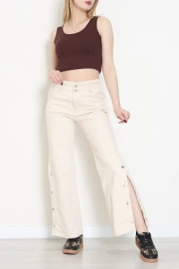 Paça Çıtçıt Kot Pantolon Krem - 405400.2141.