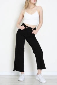 Paça Püskül Yırtmaçlı Palazzo Jean Siyah - 410163.2141.