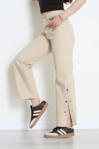 Paça Çıtçıtlı Palazzo Kot Pantolon Taş - 410390.2141.