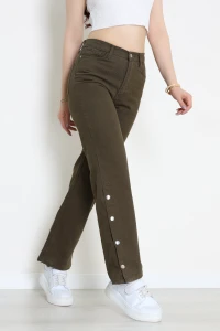 Paça Çıtçıtlı Palazzo Kot Pantolon Haki - 410390.2141.