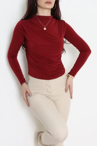 Sandy Yandan Drapeli Asimetrik Bluz Bordo - 42801.1949.
