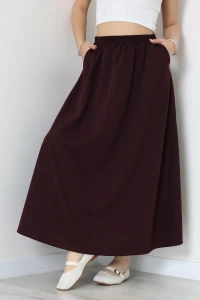 Dabıl Kumaş Cepli Etek Mürdüm - 43952.1884.