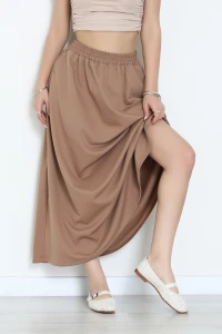 Dabıl Kumaş Cepli Etek Vizon - 43952.1884.