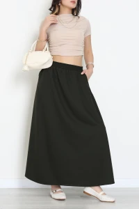 Dabıl Kumaş Cepli Etek Zümrüt - 43952.1884.