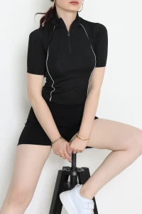 Fermuar Detay Crop Body Siyah - 43978.053.
