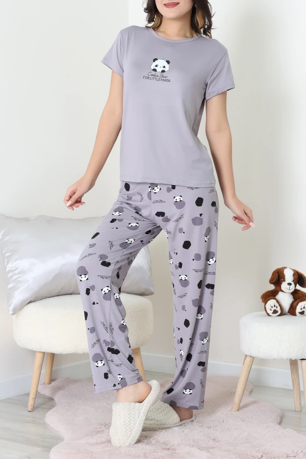 Enjeksiyon Baskı Milan Kumaş Pijama Takımı Gri - 630.1287.
