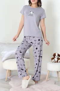 Enjeksiyon Baskı Milan Kumaş Pijama Takımı Gri - 630.1287.