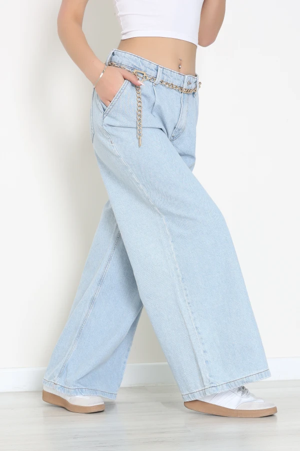 Double Bol Paça Kot Pantolon Buzmavi - 7003.1968.