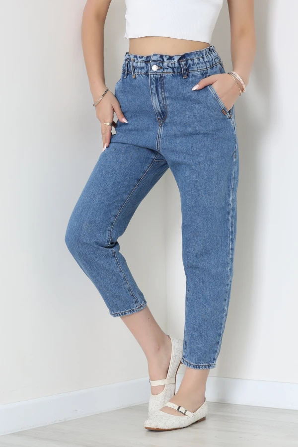 Beli Lastikli Kot Pantolon Mavi - 7006.1968.