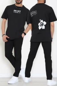 Süprem Ön Arka Baskılı Erkek Tişört Siyah - 71143.1872.