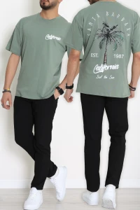 Süprem Ön Arka Baskılı Erkek Tişört Yeşil - 71143.1872.