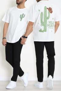 Süprem Ön Arka Baskılı Erkek Tişört Beyaz - 71143.1872.