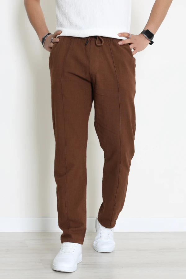 Keten Çımalı Erkek Baggy Pantolon Kahve - 71215.1947.