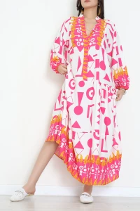 Önü Düğmeli Elbise Pembebeyaz - 746.1247.