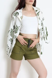 Ham Keten Deniz Ceketi Ekruyeşil - 224.1238.