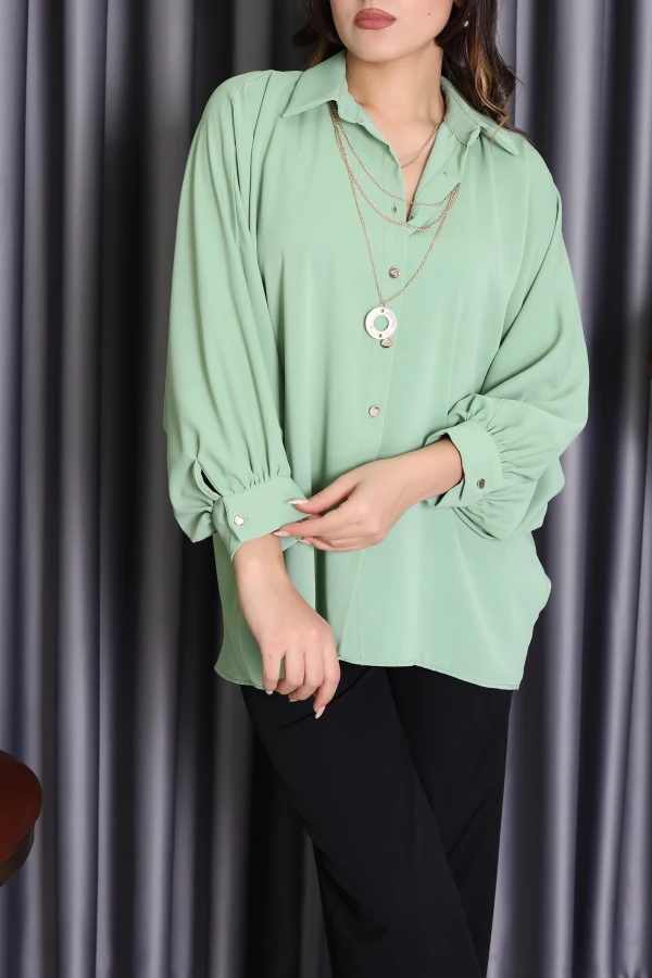 Aksesuarlı Gömlek Yeşil - 2454.360.