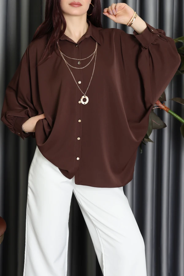 Aksesuarlı Gömlek Acıkahve - 2454.360.