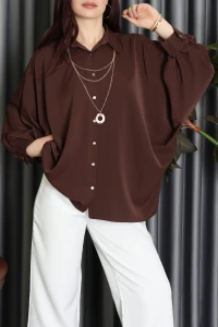 Aksesuarlı Gömlek Acıkahve - 2454.360.