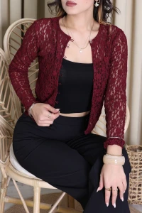 Dantelli Hırka Bordo - 2594.745.