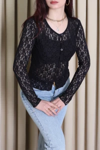 Dantelli Hırka Siyah - 2594.745.