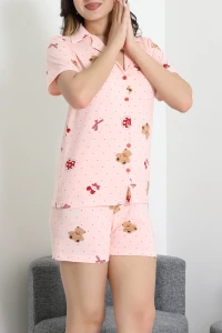 Milan Şortlu Düğmeli Pijama Takımı Pudra - 277.1287.