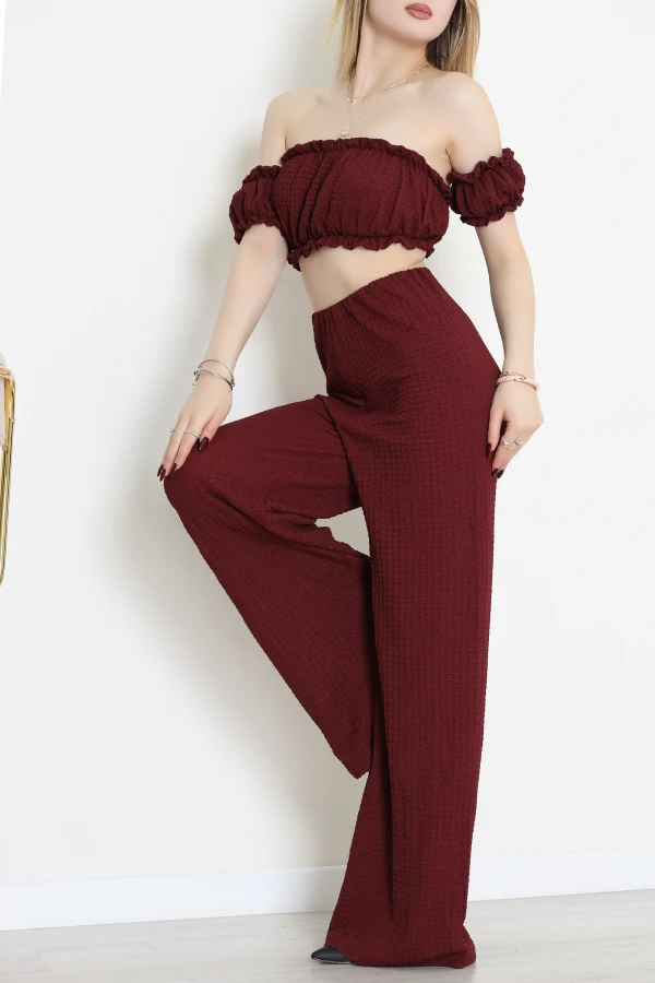 Bubble Crop İkili Takım Bordo - 32240.1857.