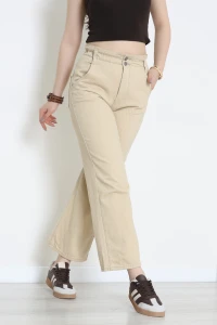 Bel Lastikli Palazzo Kot Pantolon Taş - 405354.2141.