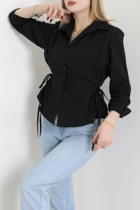 Yandan Bağlamalı Poplin Gömlek Siyah - 43939.2118.