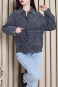 Brodeli Kot Ceket Füme - 455.1238.