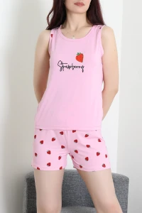 Enjeksiyon Baskılı Şort Atlet Takım Pembe - 631.1287.