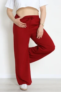 Büyük Beden Viskon Kumaş Pantolon Bordo - 71234.107.