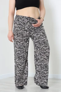 Büyük Beden Desenli Viskon Pantolon Pudra - 71235.107.