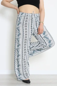 Büyük Beden Desenli Viskon Pantolon Açıkmavi - 71235.107.
