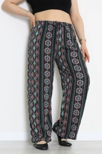 Büyük Beden Desenli Viskon Pantolon Mint - 71235.107.