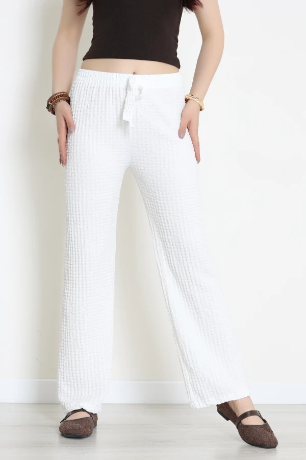 Bubble Kumaş Lastikli Pantolon Beyaz - 71236.107.