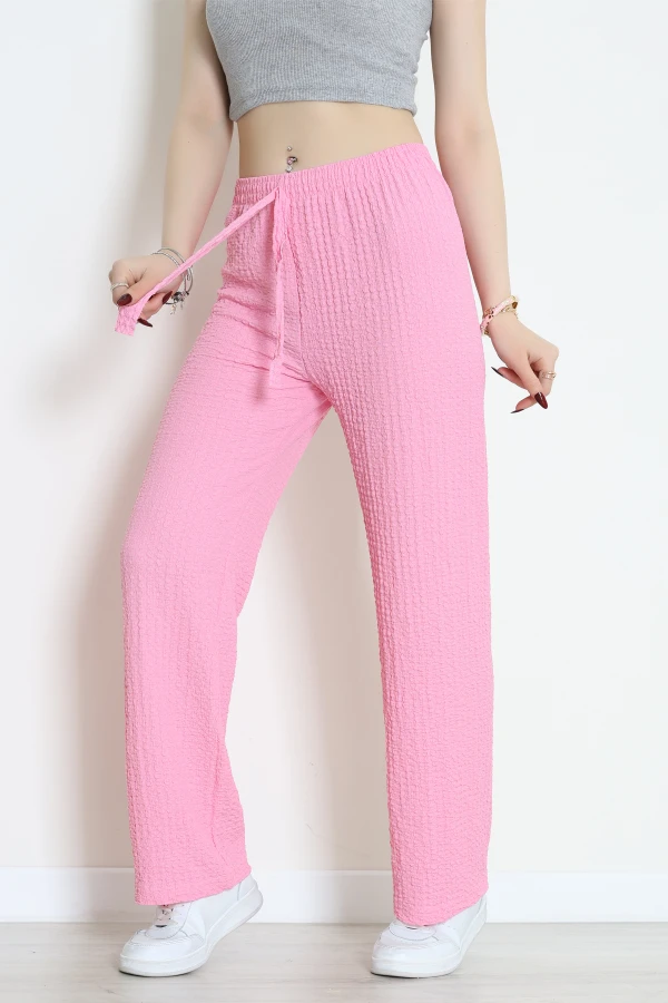 Bubble Kumaş Lastikli Pantolon Pembe - 71236.107.
