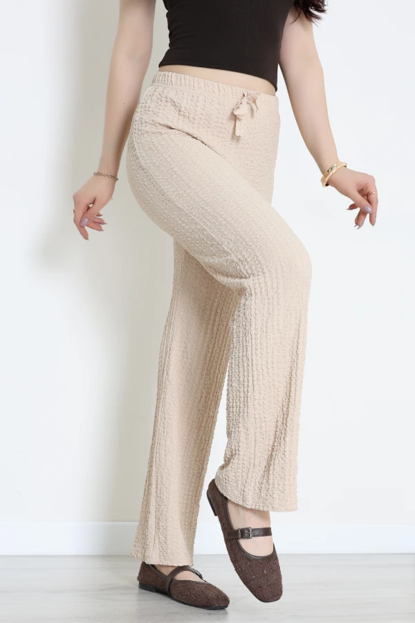 Bubble Kumaş Lastikli Pantolon Vizon - 71236.107.