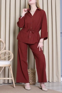 Bel Büzgülü Keten İkili Takım Kiremit - 7571.196.