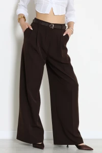 Double Kumaş Palazzo Pantolon Kahve - 90158.1920.