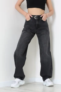 Kemerli Balon Paça Kot Pantolon Füme - 3172002.1968.