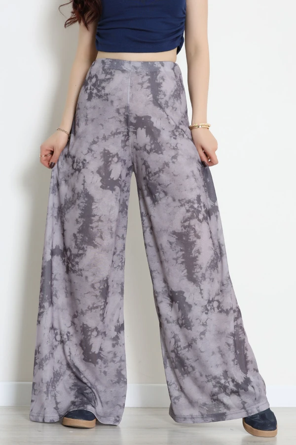 Yüksek Bel Bol Paça Pantolon Gri - 32252.1857.