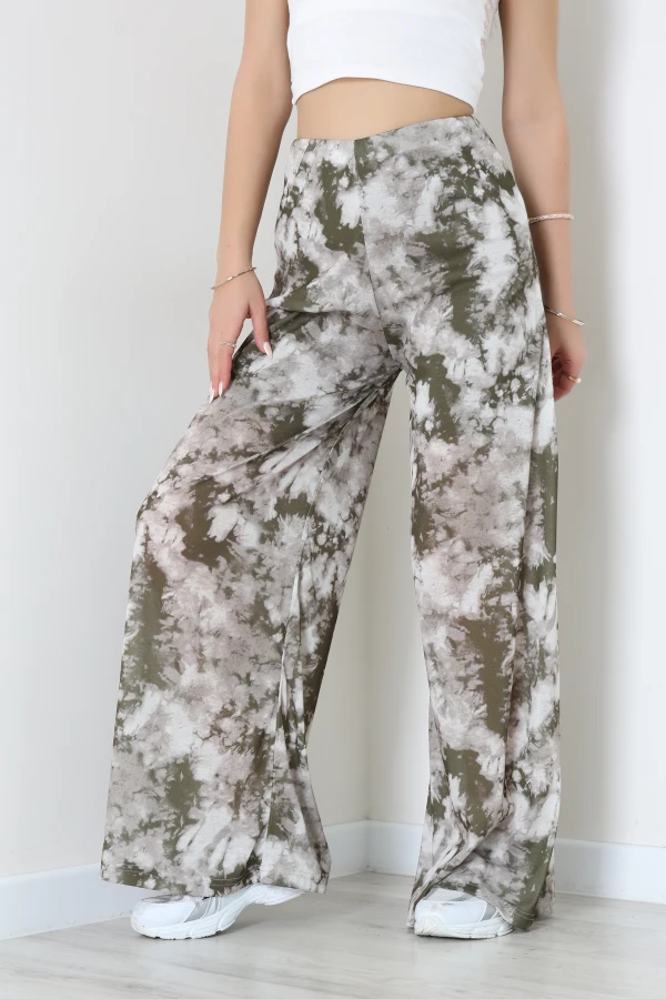 Yüksek Bel Bol Paça Pantolon Haki - 32252.1857.