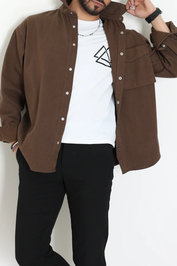 Tek Cepli Düğmeli Erkek Ceket Kahve - 36570.2137.