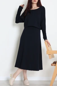 Modal Kumaş Bluzlu İkili Takım Lacivert - 4179.1247.