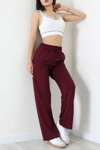 Modal Kumaş Taşlı Eşofman Altı Bordo - 42925.102.