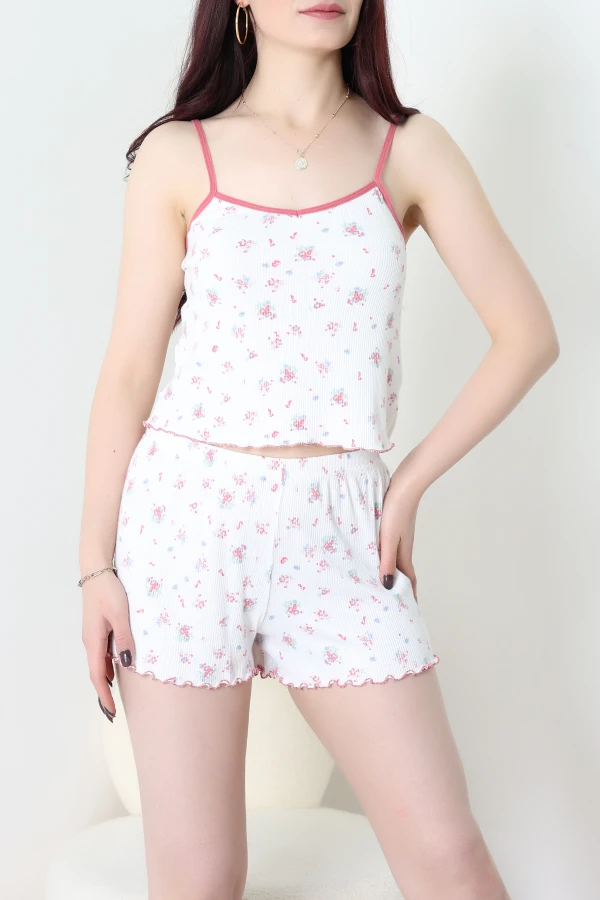 Cares İp Asklı Şortlu Takım Beyaz - 52228.1783.
